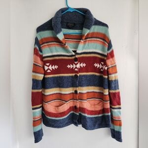 Pendleton Striped Shawl Collar Cardigan